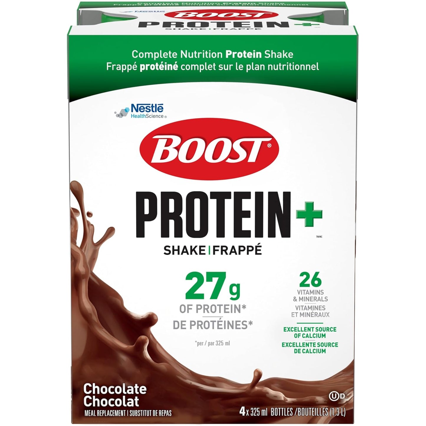Boost Protein + Shake Chocolate Bottle 4x325ml — meal replacement at The Boardwalk Pharmacy, Kitchener-Waterloo