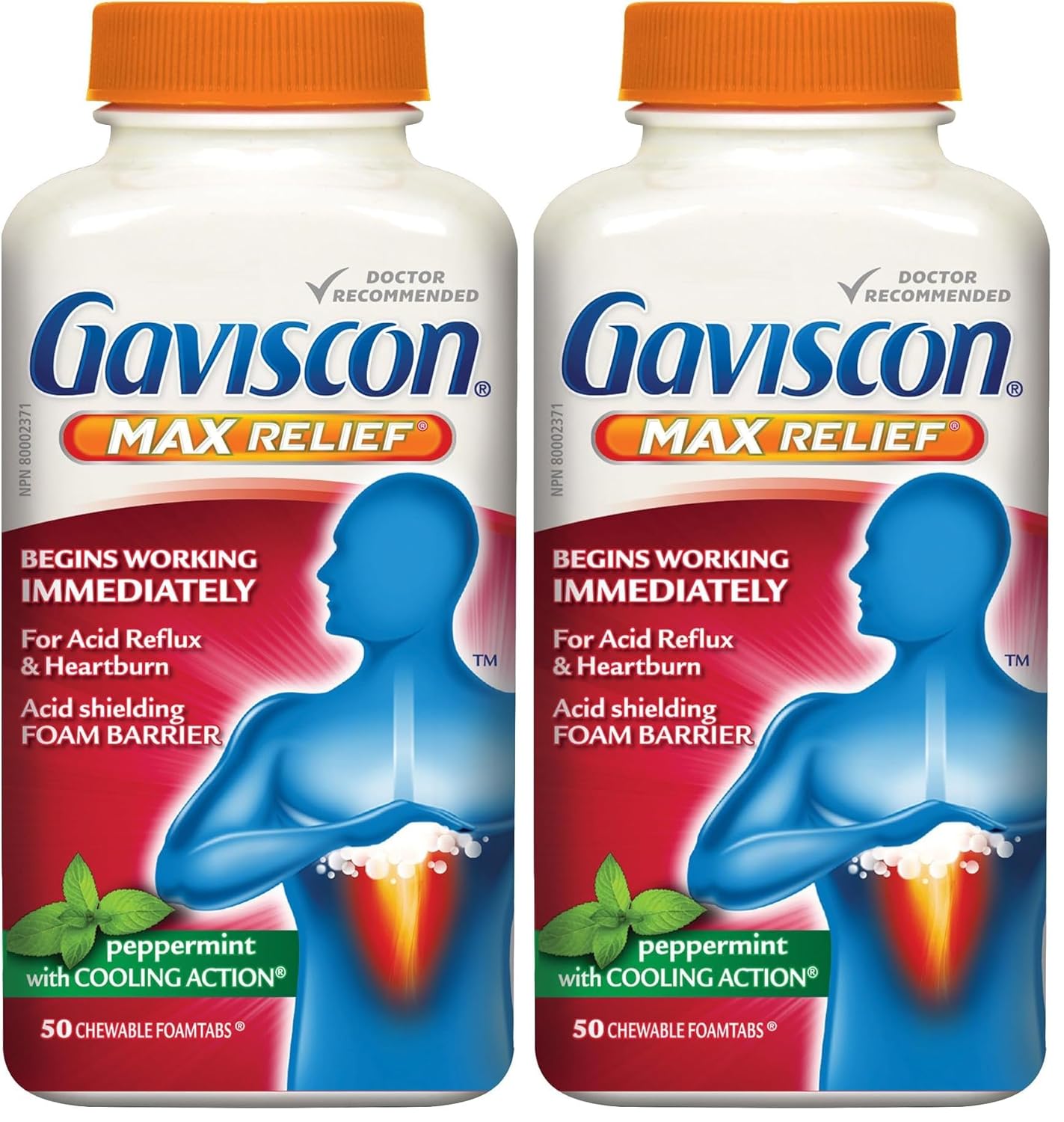 Gaviscon Maximum Relief Peppermint Tablets 50 — stomach aid at The Boardwalk Pharmacy, Kitchener-Waterloo