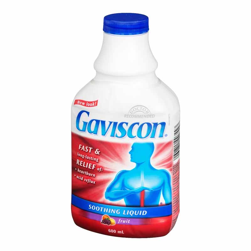 Gaviscon Liquid Fruit Heartburn 600ML — stomach aid at The Boardwalk Pharmacy, Kitchener-Waterloo