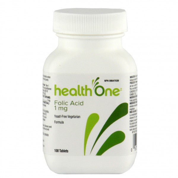 H One Folic Acid 1MG No Yeast 100'S — health one at The Boardwalk Pharmacy, Kitchener-Waterloo