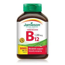 Jamieson Vitamin B12 1200MCG Timed Release 60+20's — vitamin supplement at The Boardwalk Pharmacy, Kitchener-Waterloo