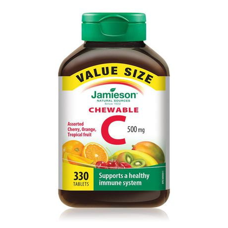 Jamieson Vit C Assorted Flavor Value Pack Tablets 500 mg 330 — vitamin supplement at The Boardwalk Pharmacy, Kitchener-Waterloo