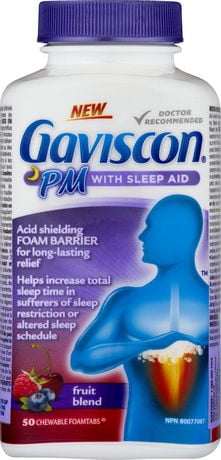 Gaviscon PM Fruit Blend Tablets 50 — stomach aid at The Boardwalk Pharmacy, Kitchener-Waterloo