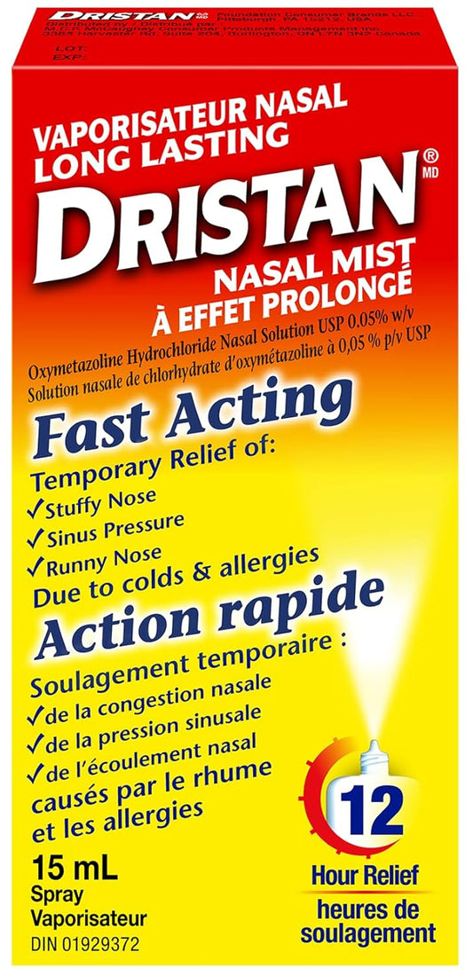 Dristan Nasal Mist Long Lasting 0.05% 15 mL — cough and cold relief at The Boardwalk Pharmacy, Kitchener-Waterloo