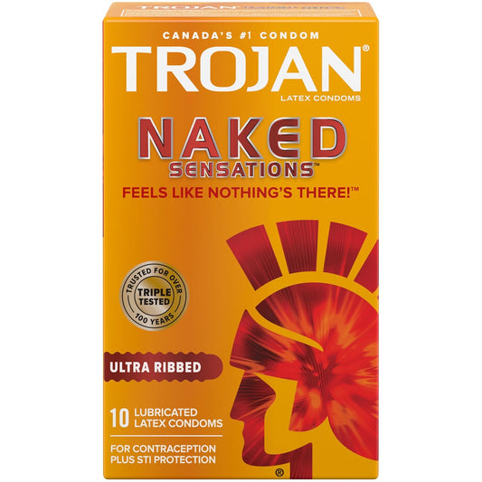 Trojan Naked Sensations Ultra Ribbed Condom 10 — family planning at The Boardwalk Pharmacy, Kitchener-Waterloo