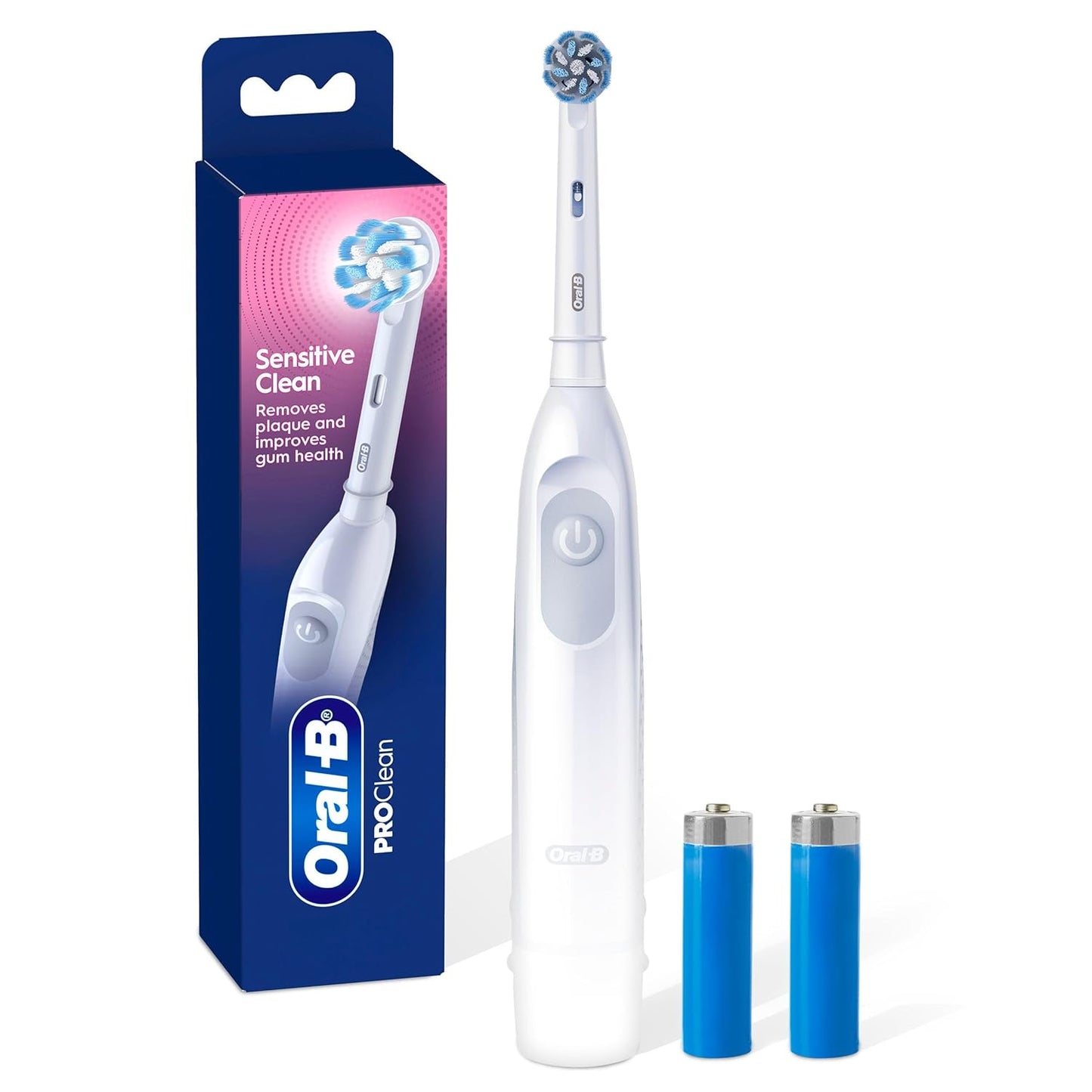 Oral B Pro 100 Gum Care Toothbrush Battery Blue — oral care at The Boardwalk Pharmacy, Kitchener-Waterloo