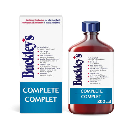 Buckley'S Complete 250 mL — cough and cold relief at The Boardwalk Pharmacy, Kitchener-Waterloo