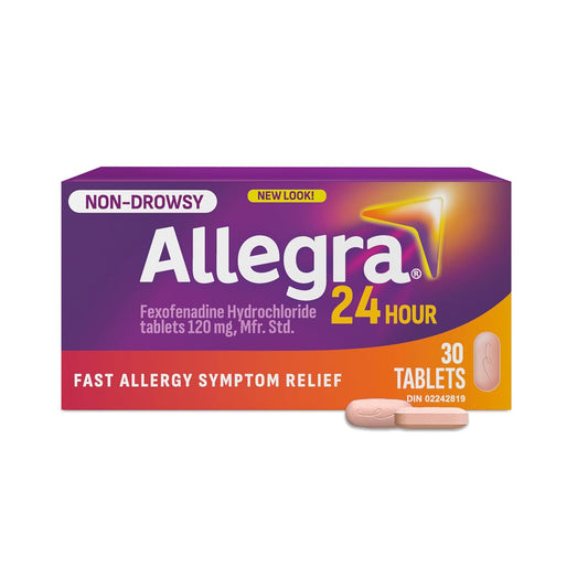 Allegra 24 Hours Tablets 120 mg 48 — allergy medication at The Boardwalk Pharmacy, Kitchener-Waterloo