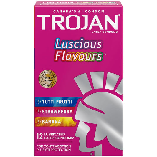 Trojan Luscious Flavours Condom 12 — family planning at The Boardwalk Pharmacy, Kitchener-Waterloo