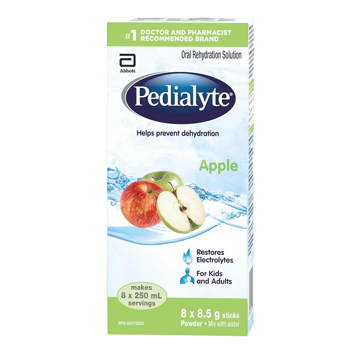 Pedialyte Apple 8x8.5g — pediatric at The Boardwalk Pharmacy, Kitchener-Waterloo
