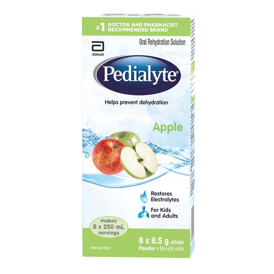 Pedialyte Apple 8x8.5g — pediatric at The Boardwalk Pharmacy, Kitchener-Waterloo