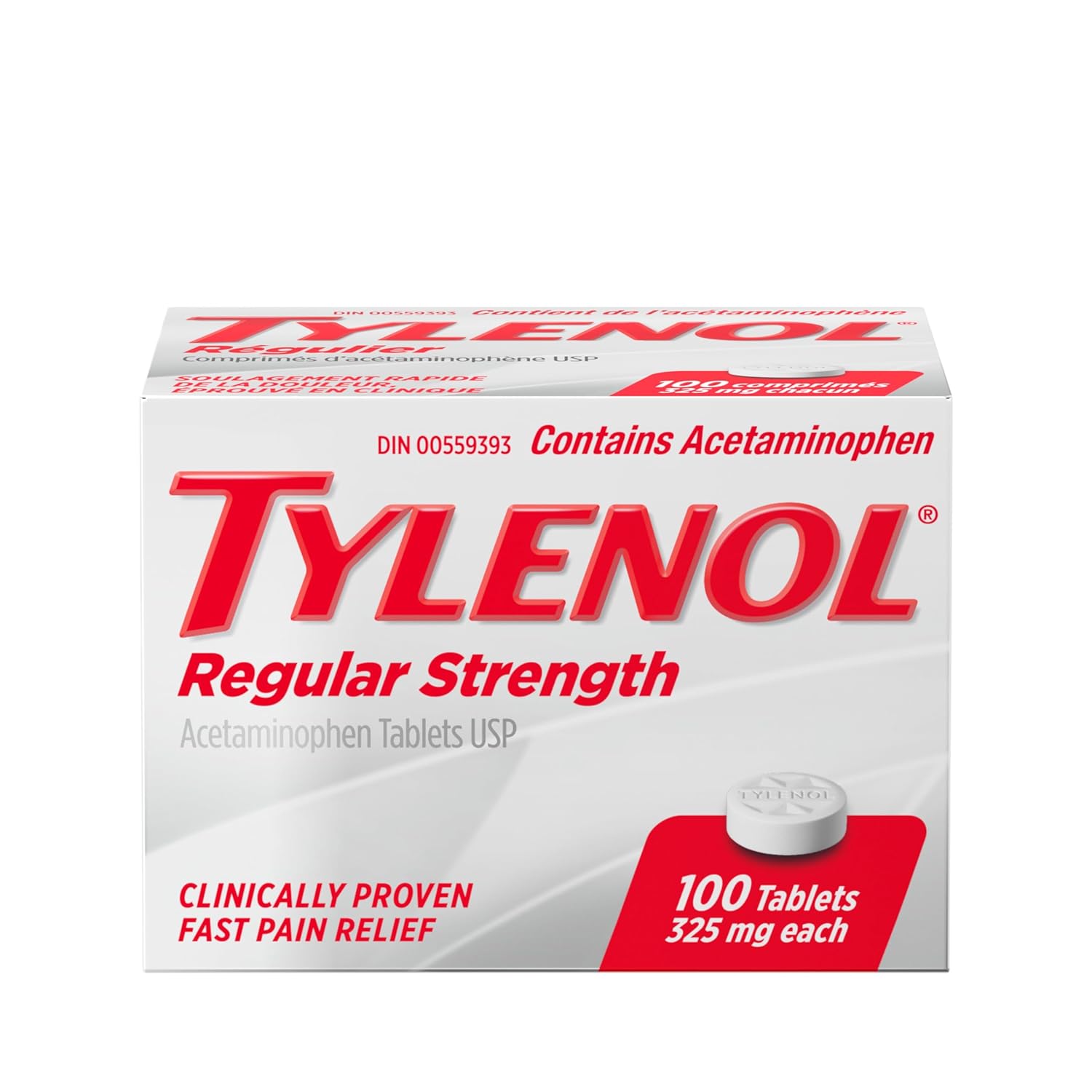 Tylenol Regular Tablets 325 mg 100 — pain relief at The Boardwalk Pharmacy, Kitchener-Waterloo