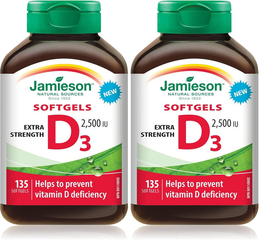 Jamieson Vitamin D 2500 IU Softgel 135 — vitamin supplement at The Boardwalk Pharmacy, Kitchener-Waterloo