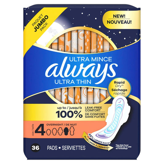 Always Ultra Thin Size 4 Nighttime Unscented 50 — feminine care at The Boardwalk Pharmacy, Kitchener-Waterloo