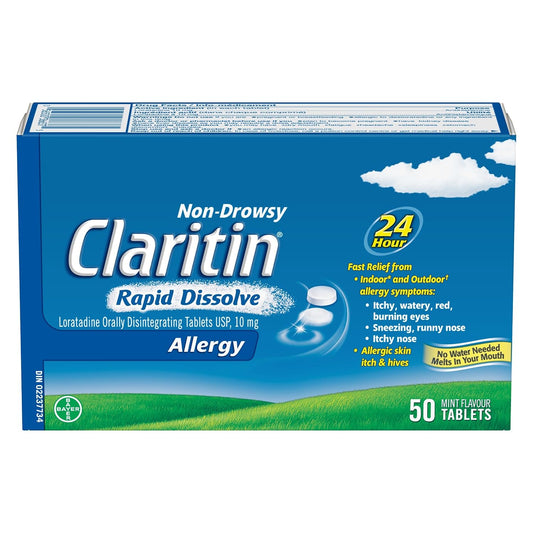 Claritin Rapid Dissolve Tablets 10 mg 50 — allergy medication at The Boardwalk Pharmacy, Kitchener-Waterloo