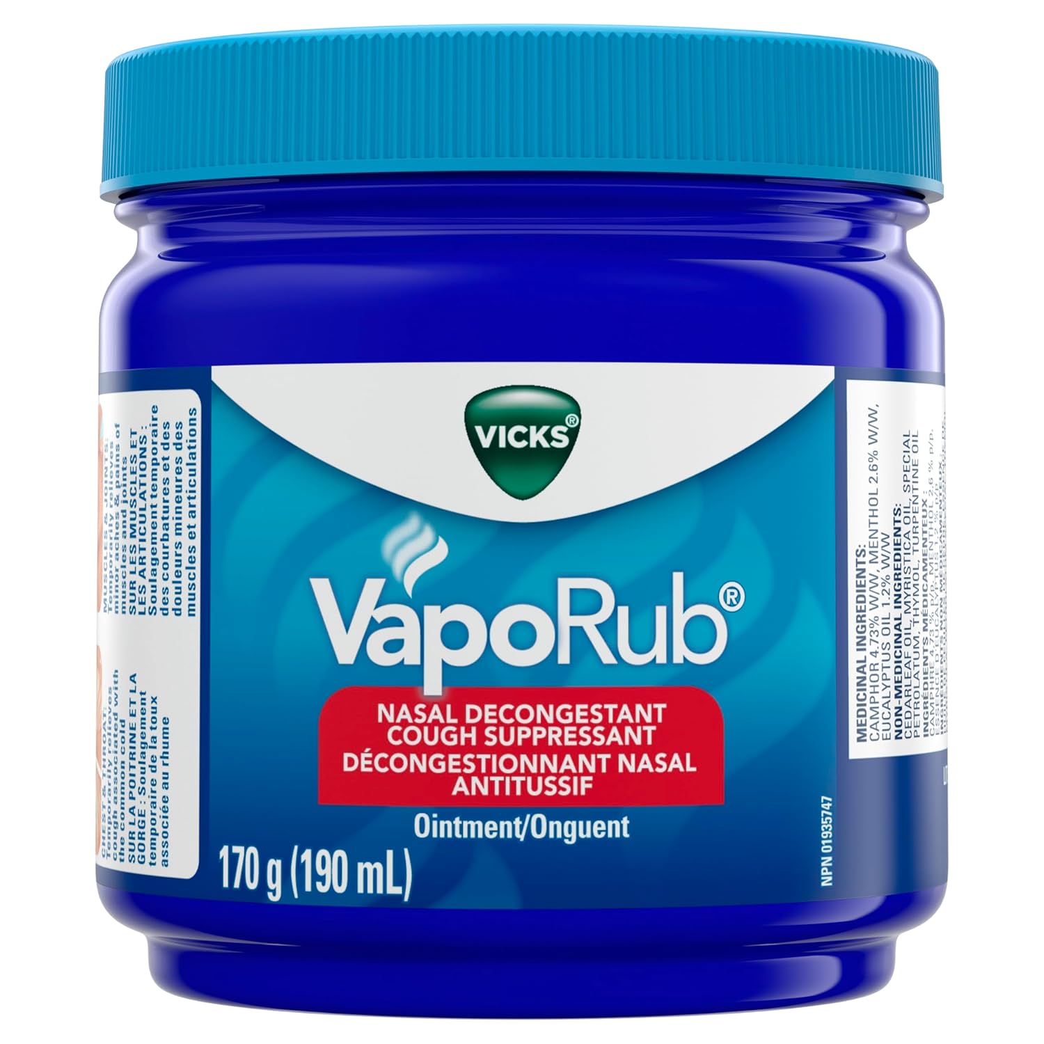 Vicks Vaporub Ointment 190 mL — cough and cold relief at The Boardwalk Pharmacy, Kitchener-Waterloo