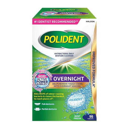 Polident Tablets Double Action 3min 40 — oral care at The Boardwalk Pharmacy, Kitchener-Waterloo