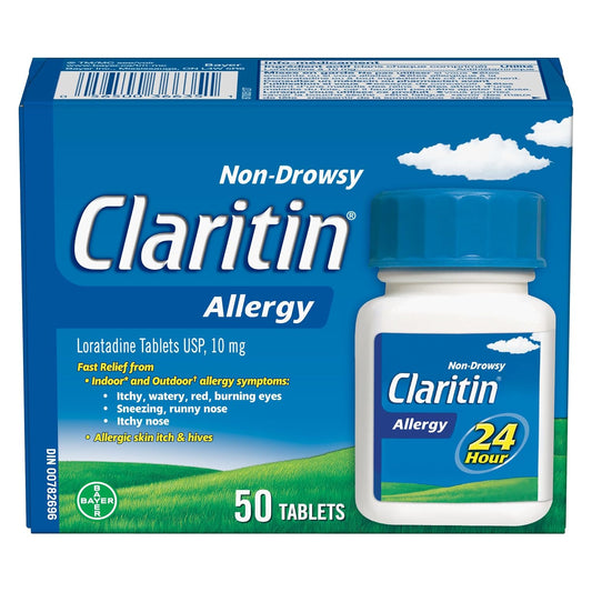 Claritin Tablets 10 mg 50 — allergy medication at The Boardwalk Pharmacy, Kitchener-Waterloo