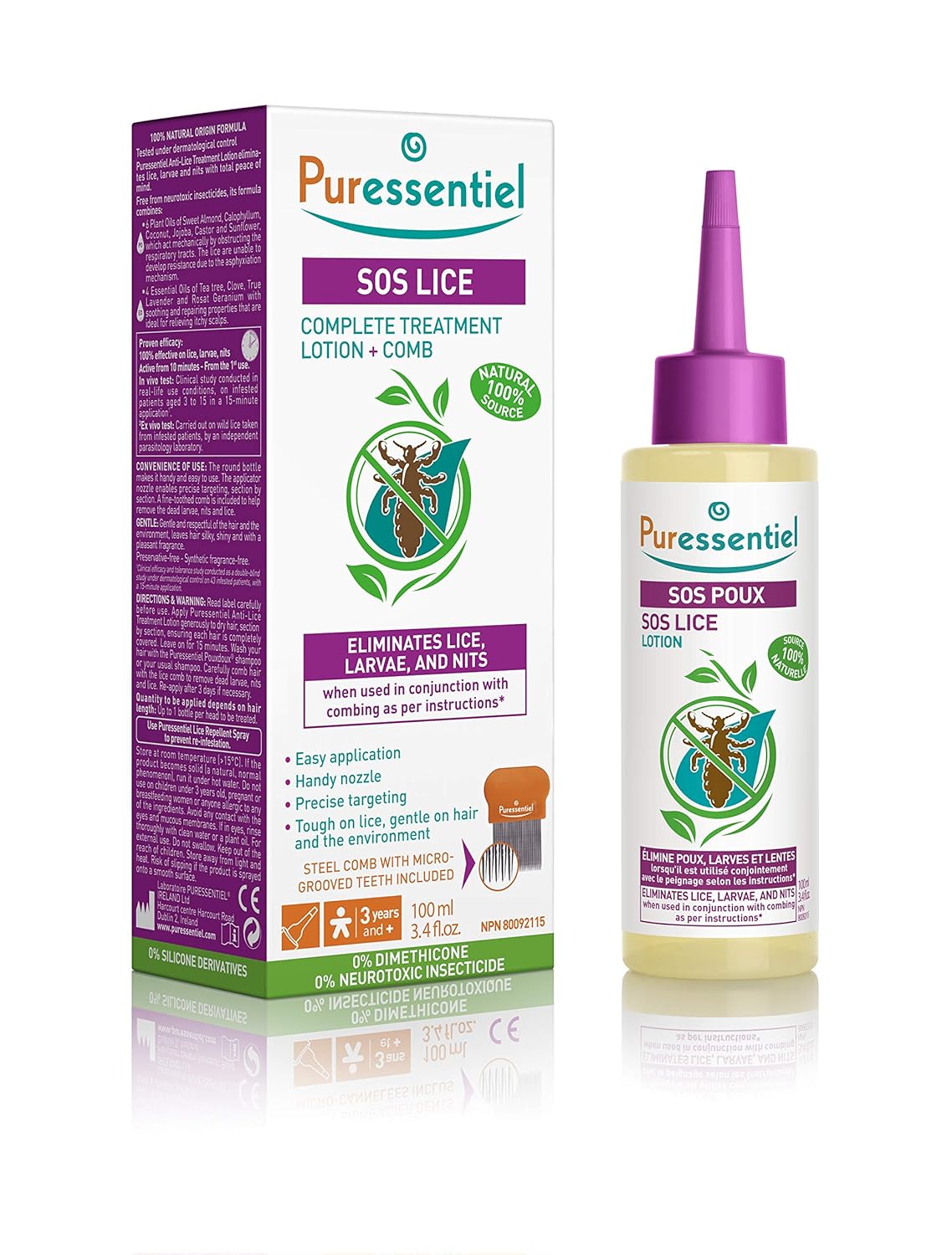 Puressentiel Sos Lice Lotion + Comb 100 mL — meal replacement at The Boardwalk Pharmacy, Kitchener-Waterloo