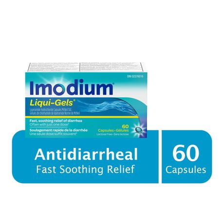 Imodium Liquid Gel 2 mg Capsules 60 — stomach aid at The Boardwalk Pharmacy, Kitchener-Waterloo