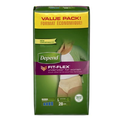 Depend Fit-Flex Underwear For Women Large, Maximum Absorbency 28 Diapers