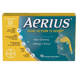 AERIUS® Double Action 12 Hour 2.5MG/120MG 10 at The Boardwalk Pharmacy, Kitchener-Waterloo