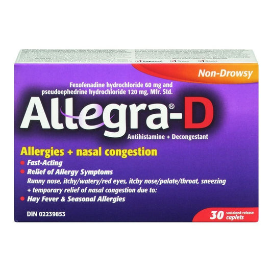 Allegra-D 60MG (30) — allergy relief at The Boardwalk Pharmacy, Kitchener-Waterloo