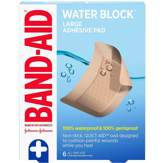Band-Aid Waterproof 7.3X10.1CM (6) — first aid at The Boardwalk Pharmacy, Kitchener-Waterloo