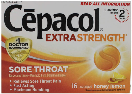 Cepacol X-Str Loz Honey Lemon (16) — cough and cold relief at The Boardwalk Pharmacy, Kitchener-Waterloo