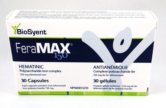 Feramax Caps 150MG Vegan Cert (30) — vitamin supplement at The Boardwalk Pharmacy, Kitchener-Waterloo