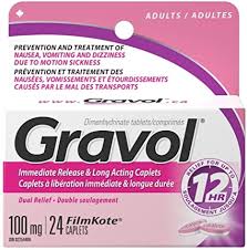 Gravol Caplets L/A Relief (24) — stomach aid at The Boardwalk Pharmacy, Kitchener-Waterloo