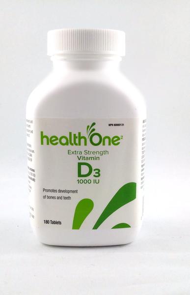 H One Vitamin D 1000IU Tab 180's — health one at The Boardwalk Pharmacy, Kitchener-Waterloo