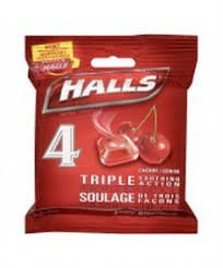 Halls Cherry 4's — cough and cold relief at The Boardwalk Pharmacy, Kitchener-Waterloo