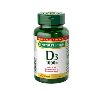 Natures Bounty Vitamin D3 1000IU 500's — vitamin supplement at The Boardwalk Pharmacy, Kitchener-Waterloo