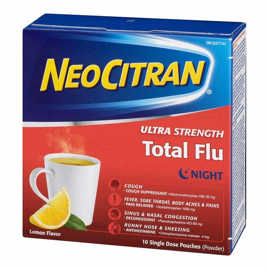 NeoCitran Ultra Strength Total Flu 10's — cough and cold relief at The Boardwalk Pharmacy, Kitchener-Waterloo