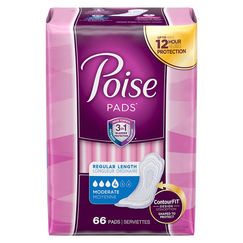 Poise Pads Moderate 66's — incontinence at The Boardwalk Pharmacy, Kitchener-Waterloo