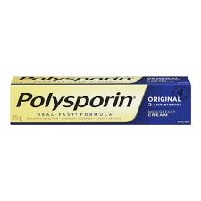 Polysporin Cream 15G — first aid at The Boardwalk Pharmacy, Kitchener-Waterloo