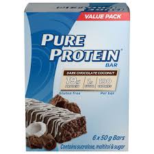 Pure Protein Dark Chocolate Coconut 6/50G — meal replacement at The Boardwalk Pharmacy, Kitchener-Waterloo