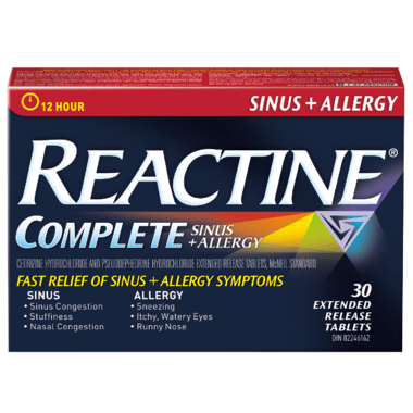 Reactine Allergy + Sinus 30's — allergy relief at The Boardwalk Pharmacy, Kitchener-Waterloo