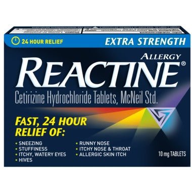 Reactine Tabs X-Strong 10's — allergy relief at The Boardwalk Pharmacy, Kitchener-Waterloo