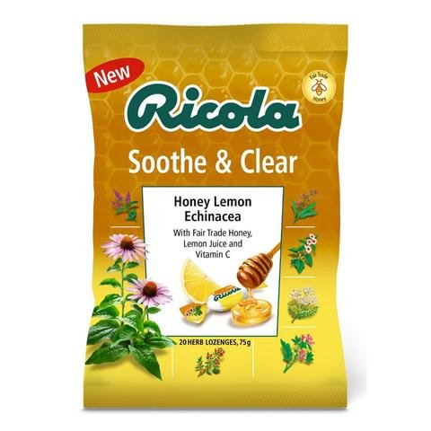 Ricola Bags Echinacea Honey Lemon 75G — cough and cold relief at The Boardwalk Pharmacy, Kitchener-Waterloo
