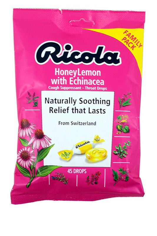 Ricola Family Honey Lemon Echinacea 45's — cough and cold relief at The Boardwalk Pharmacy, Kitchener-Waterloo