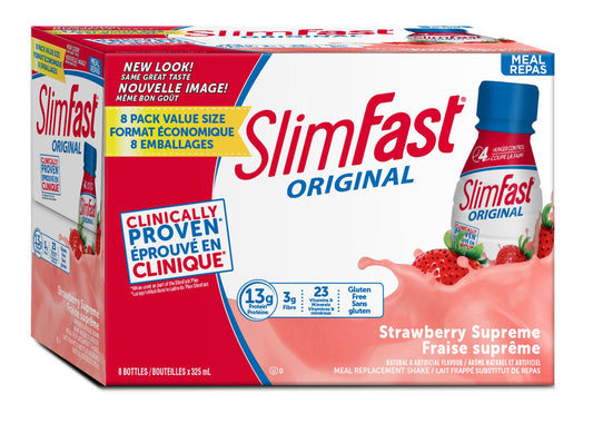 SlimFast Strawberry Supreme ready-to-drink meal replacement shakes, 8x325 mL — The Boardwalk Pharmacy, Kitchener-Waterloo