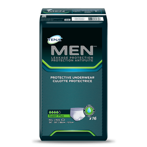 Tena Underwear Super Plus Men Medium/Large 14+2's — incontinence at The Boardwalk Pharmacy, Kitchener-Waterloo