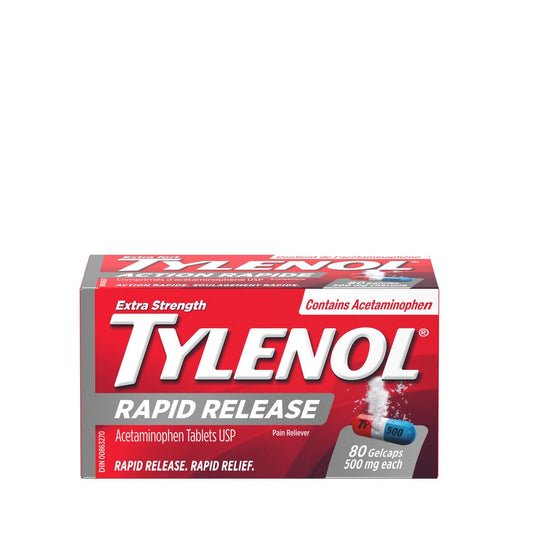 Tylenol Rapid Relief X-Strength Gel Caps 80's — pain relief at The Boardwalk Pharmacy, Kitchener-Waterloo