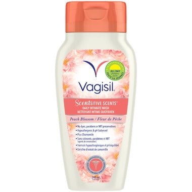Vagisil Intimate Wash Peach Blossom 240ML — family planning at The Boardwalk Pharmacy, Kitchener-Waterloo